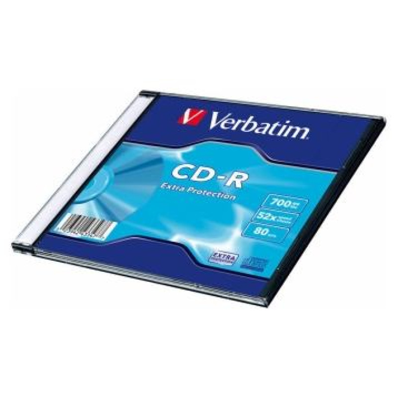 Verbatim Matricas CD-R Verbatim 700MB 1x-52x Extra protection, Single Wrap Slim