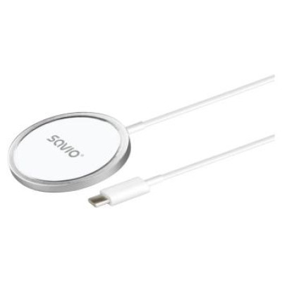 Savio Bezvadu Lādētājs Savio ar USB - USB-C kabeli 15W 1m White