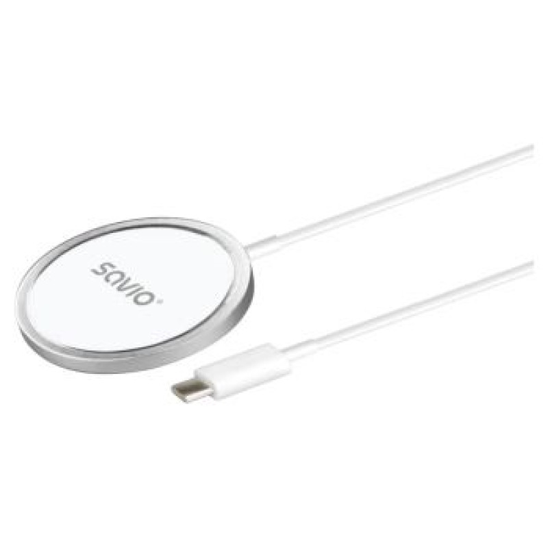 Savio Bezvadu Lādētājs Savio ar USB - USB-C kabeli 15W 1m White