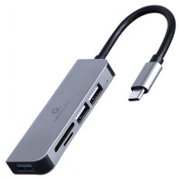 Gembird I/O HUB USB-C 3PORT+CR/UHB-CM-CRU3P1U2P2-01 GEMBIRD