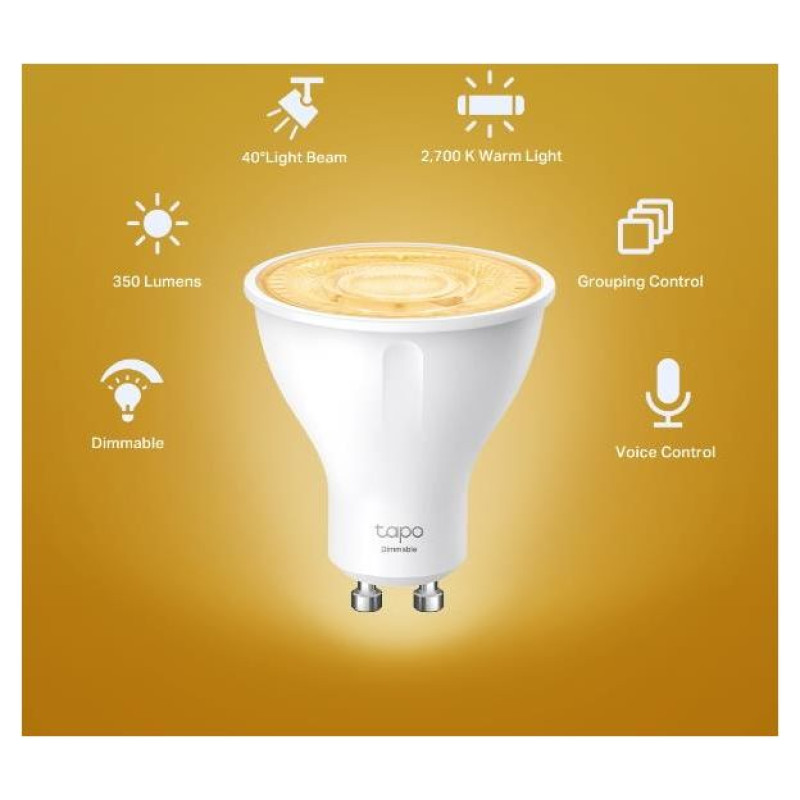 Tp-Link Smart Light Bulb|TP-LINK|Power consumption 2.9 Watts|Luminous flux 350 Lumen|2700 K|Beam angle 40 degrees|TAPOL610