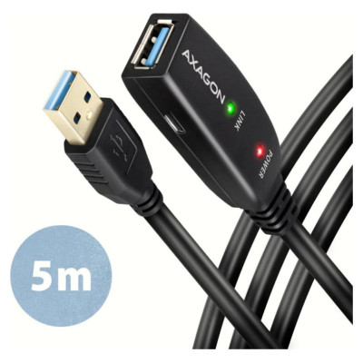 Axagon Active extension USB 3.2 Gen 1 A-M > A-F cable, 5 m long. Power supply option.