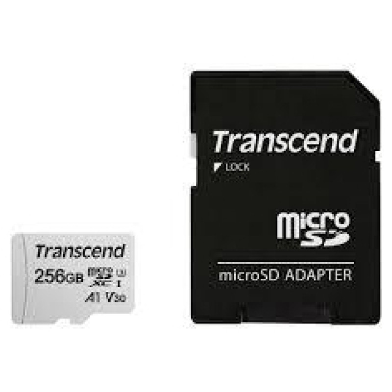 Transcend MEMORY MICRO SDXC 256GB W/ADAP/C10 TS256GUSD300S-A TRANSCEND