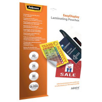 Fellowes LAMINATOR POUCH ADHESIVE/A3 80 25PCS 5601803 FELLOWES