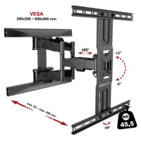 Electriclight TV stiprinājums pie sienas 45-75 collas, līdz 45 kg, melns - NB P 6