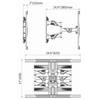 Electriclight TV stiprinājums pie sienas 45-75 collas, līdz 45 kg, melns - NB P 6