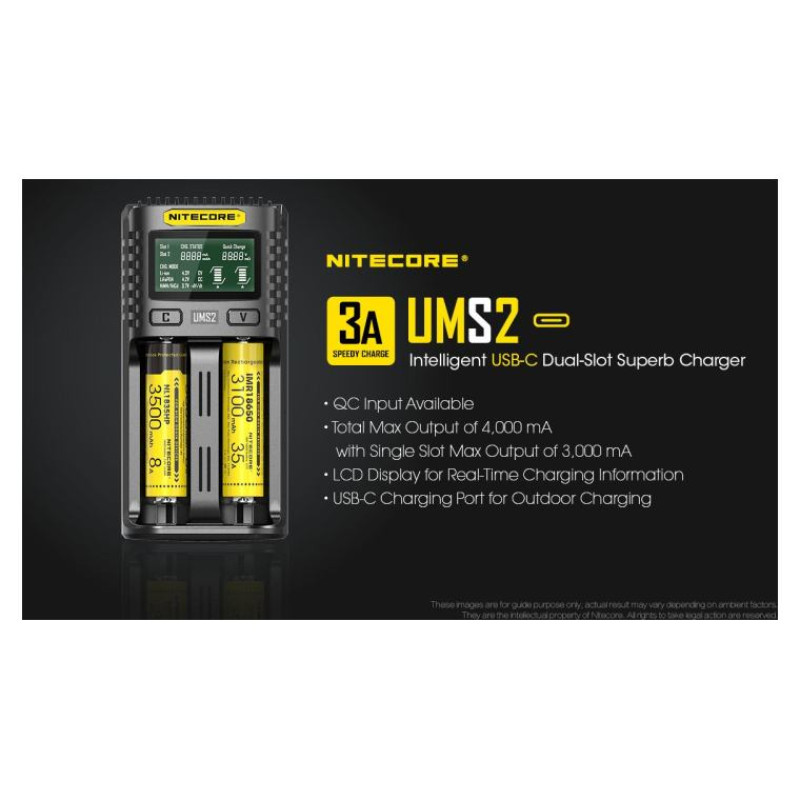 Nitecore BATTERY CHARGER 2-SLOT/UMS2 NITECORE