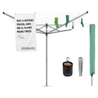 Brabantia rotējošs veļas žāvētājs LOM, 50m, Metallic Grey+ dāvanas - 311321