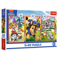 Trefl PAW PATROL Pužļu komplekts Suņu banda, 3x80 gab.