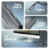 Axagon I/O HUB USB-C 5IN1 8K/0.15M HMC-5H8K AXAGON