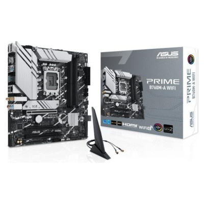 Asus Mainboard|ASUS|Intel B760 Express|LGA1700|Micro-ATX|Memory DDR5|Memory slots 4|3xPCI-Express 4.0 16x|2xM.2|2xHDMI|1xDisplayPort|4xUSB 2.0|2xUSB 3.2|1xPS/2|1xRJ45|3xAudio port|PRIMEB760M-AWIFI