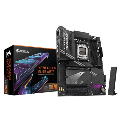 Gigabyte Mainboard|GIGABYTE|AMD X870|SAM5|ATX|Memory DDR5|Memory slots 4|1xPCI-Express 3.0 2x|1xPCI-Express 4.0 4x	|1xPCI-Express 5.0 16x|1xM.2|1xHDMI|4xUSB 2.0|6xUSB 3.2|1xOptical S/PDIF|1xRJ45|2xAudio port|X870AELITEWIFI71.1