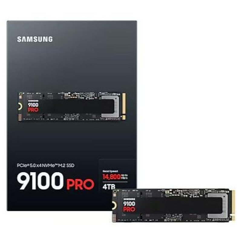 Samsung SSD|SAMSUNG|9100 PRO|4TB|M.2|PCIe Gen5|NVMe|TLC|Write speed 13400 MBytes/sec|Read speed 14800 MBytes/sec|2.38mm|TBW 2400 TB|MZ-VAP4T0BW