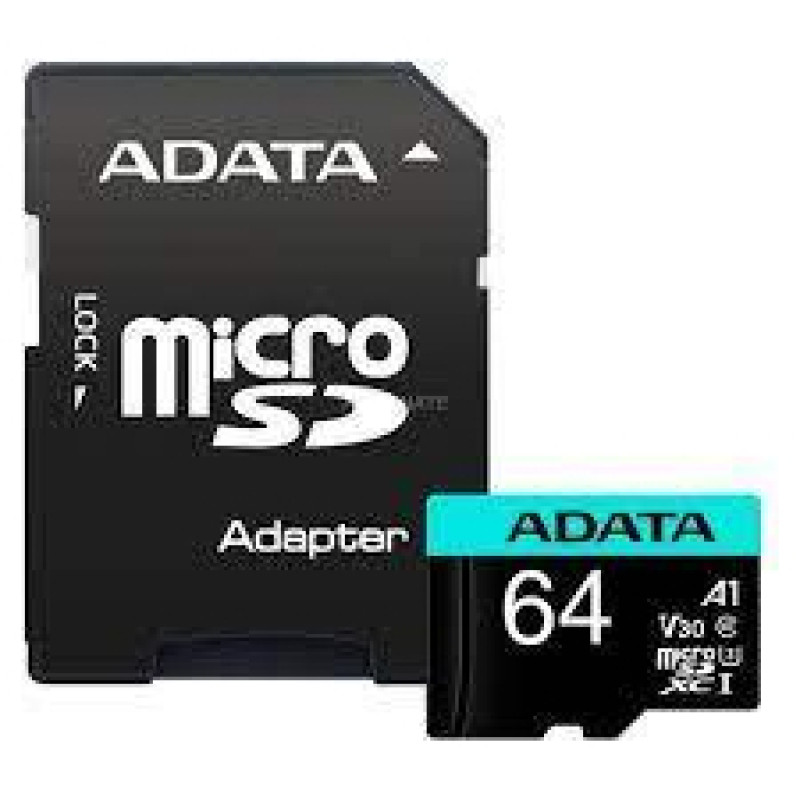 Adata MEMORY MICRO SDXC 64GB W/ADAP./AUSDX64GUI3V30SA2-RA1 ADATA