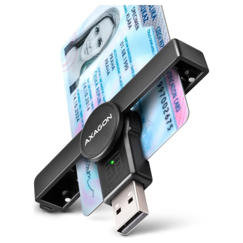 Axagon Foldable pocket USB-A contact Smart / ID card reader.