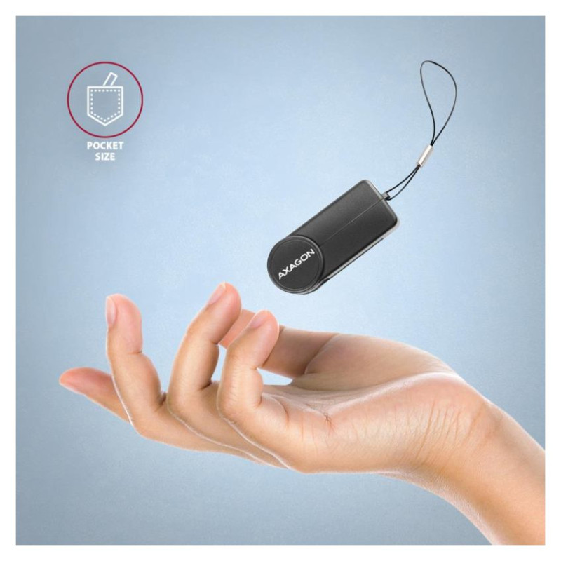 Axagon Foldable pocket USB-A contact Smart / ID card reader.