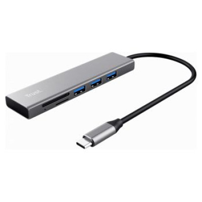 Trust Dokstacija Halyx Fast USB-C Hub & Card Reader Silver