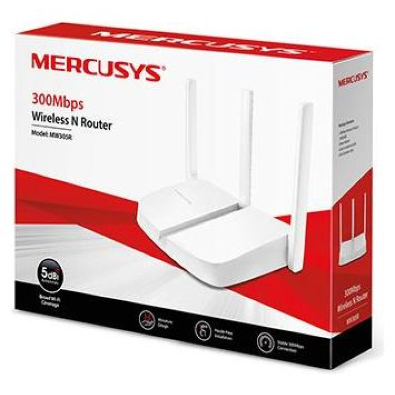 Mercusys Wireless Router|MERCUSYS|Wireless Router|300 Mbps|IEEE 802.11b|IEEE 802.11g|IEEE 802.11n|Number of antennas 2|MW305R