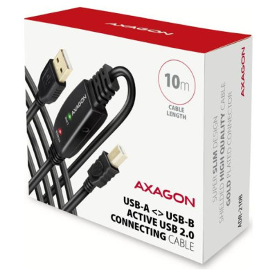 Axagon Aragon ADR-210B Active connection USB 2.0 A-M > B-M cable, 10 m long. Power supply option.