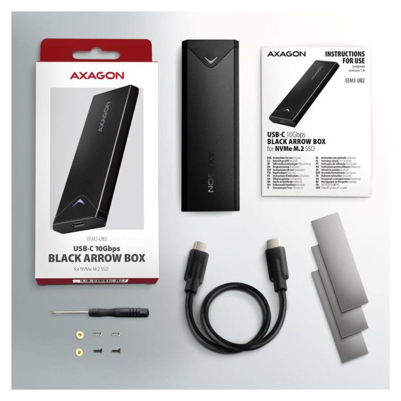 Axagon EEM2-UB2 USB-C 3.2 Gen 2 - M.2 NVMe SSD 42-80mm box black