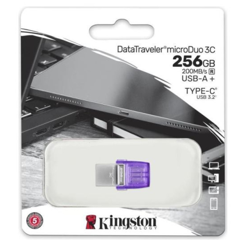 Kingston 256GB DataTraveler microDuo 3C 200MB/s dual USB-A + USB-C