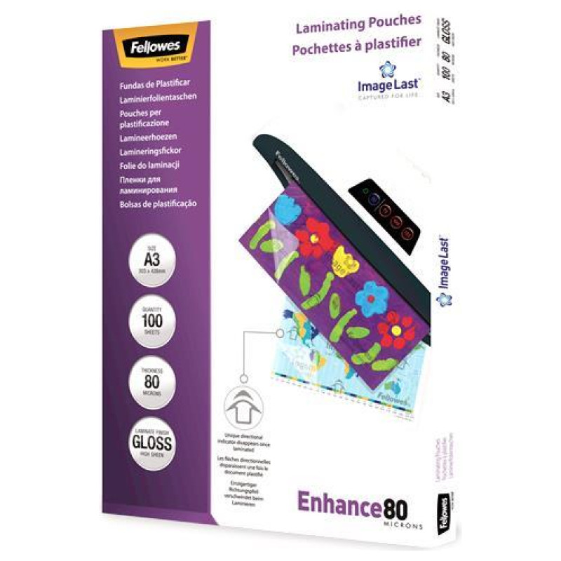 Fellowes LAMINATOR POUCH IMAGELAST/A3 80 100PCS 5306207 FELLOWES