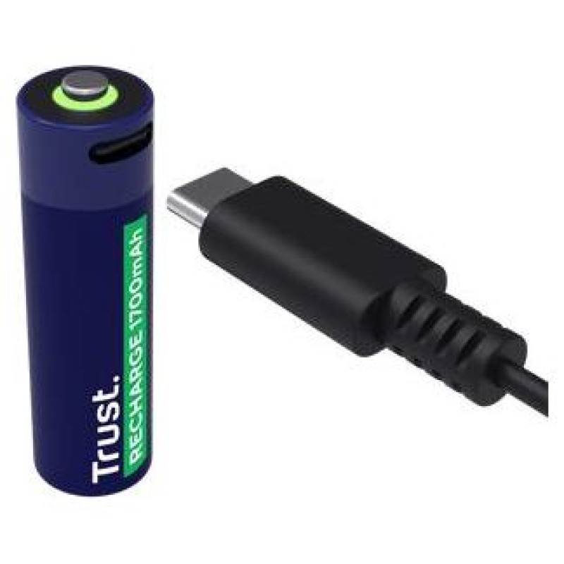 Trust BATTERY RECH. LI-ION AA 1.5V/1700MAH USB-C 4P 25631 TRUST