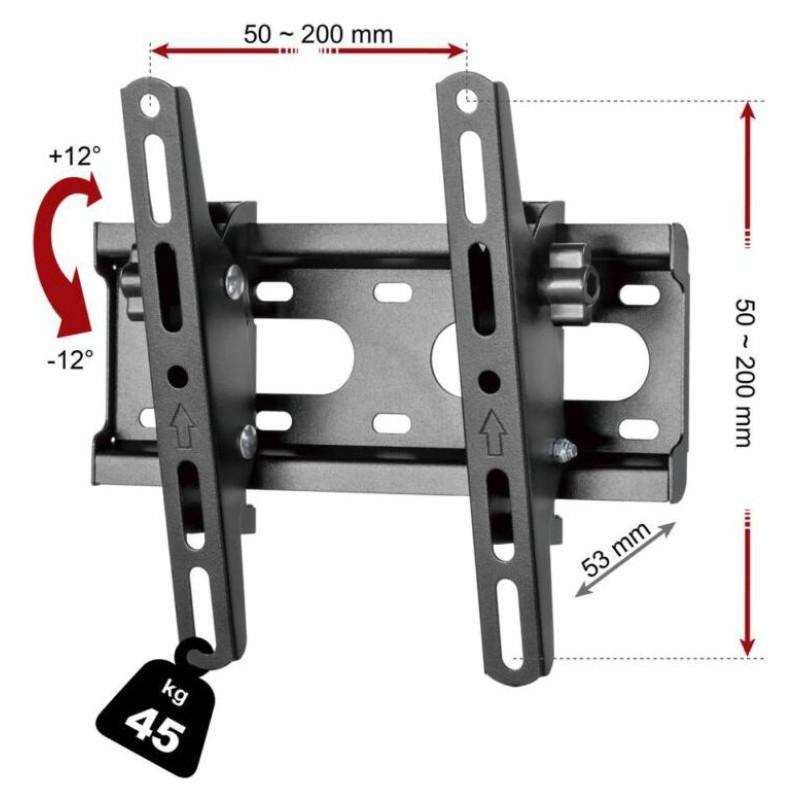 Electriclight TV stiprinājums pie sienas 13-40 collas, melns - FN C11T