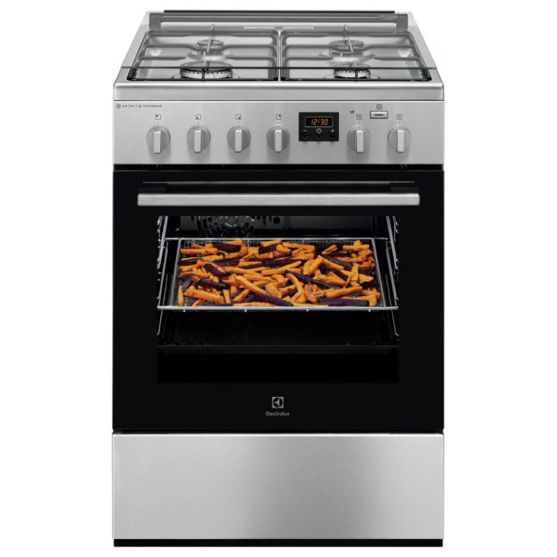 Electrolux gāzes plīts ar elektrisko cepe&scaron;krāsni, nerūsējo&scaron;a tērauda ar pārklājumu pret pirkstu nospiedumiem, 60cm - LKK660221X