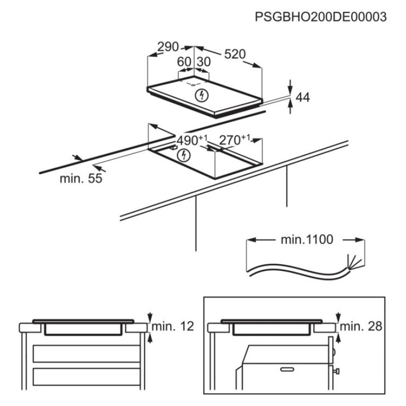 AEG iebūvējama indukcijas plīts virsma, 29 cm, melna - IKB32300CB