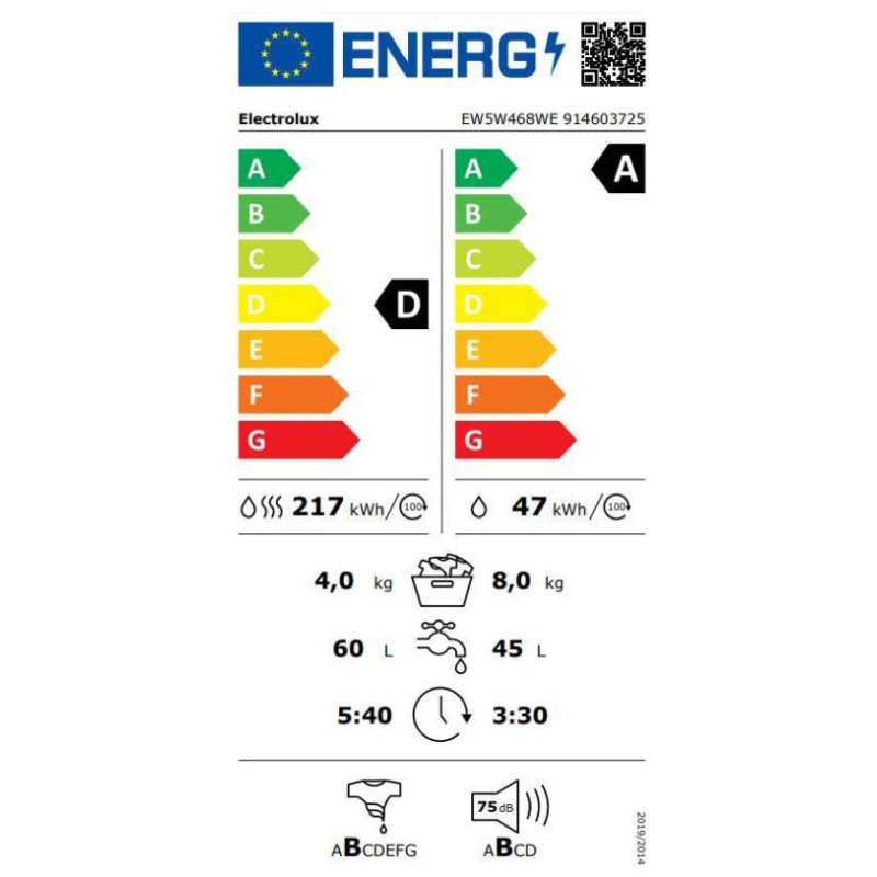 Electrolux veļas ma&scaron;īna ar žāvētāju (front.ielāde), 8 kg - EW5W468WE