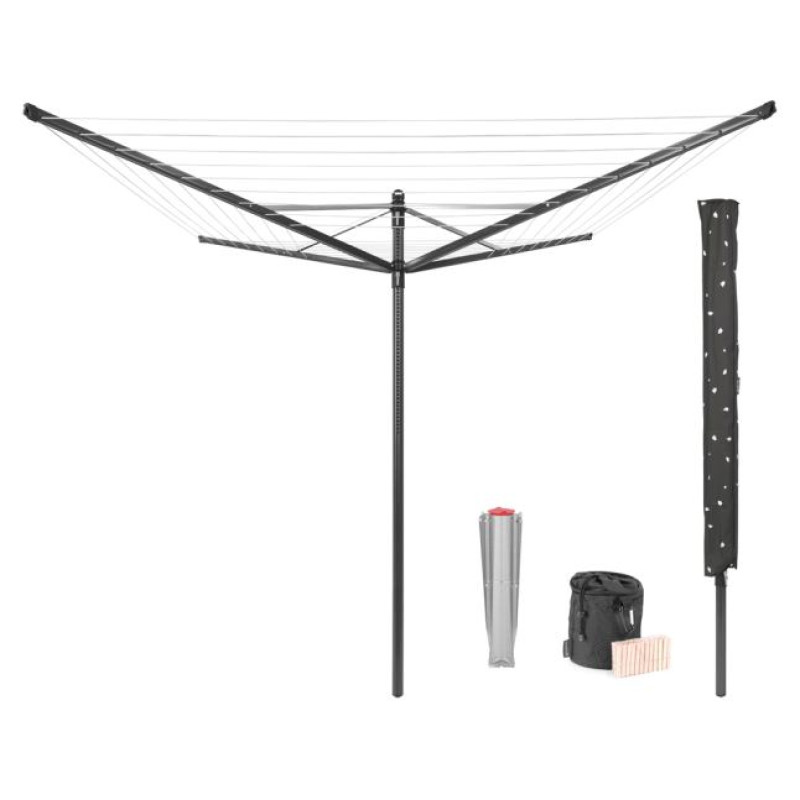 Brabantia rotējo&scaron;s veļas žāvētājs Lift-O-Matic, 50m, 4 atzar., Anthracite - 290503