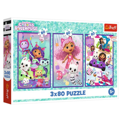 Trefl GABBY&acute;S DOLLHOUSE Pužļu komplekts, 3x80 gab.