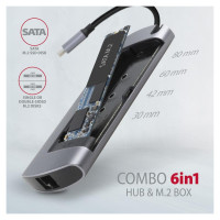 Axagon I/O HUB USB-C 6IN1 SATA M.2/0.18M HMC-6M2 AXAGON