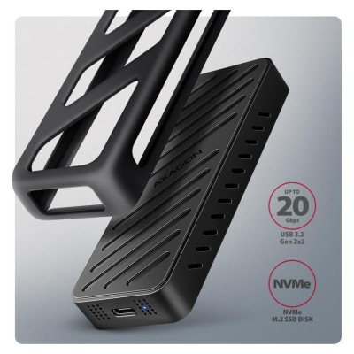 Axagon EEM2-20G USB-C 3.2 Gen 2x2 20Gbps - M.2 NVMe SSD ARMORED 30-80mm ALU box