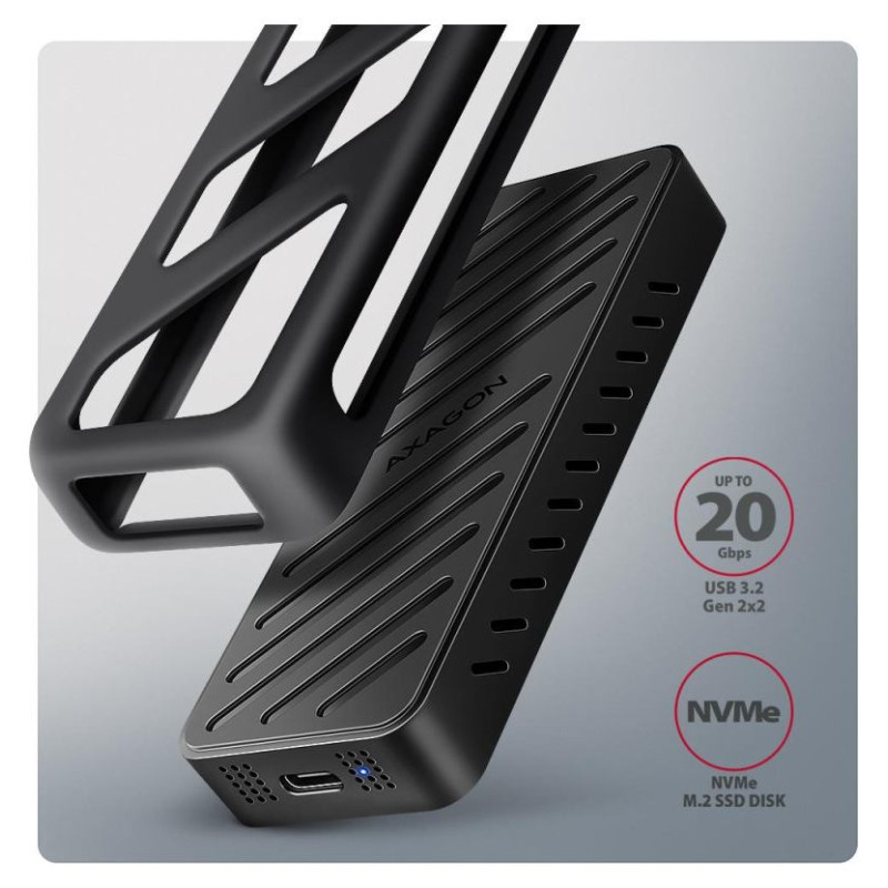 Axagon EEM2-20G USB-C 3.2 Gen 2x2 20Gbps - M.2 NVMe SSD ARMORED 30-80mm ALU box