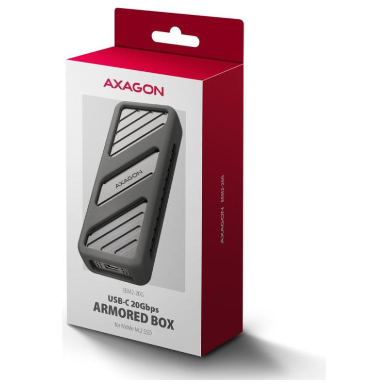 Axagon EEM2-20G USB-C 3.2 Gen 2x2 20Gbps - M.2 NVMe SSD ARMORED 30-80mm ALU box