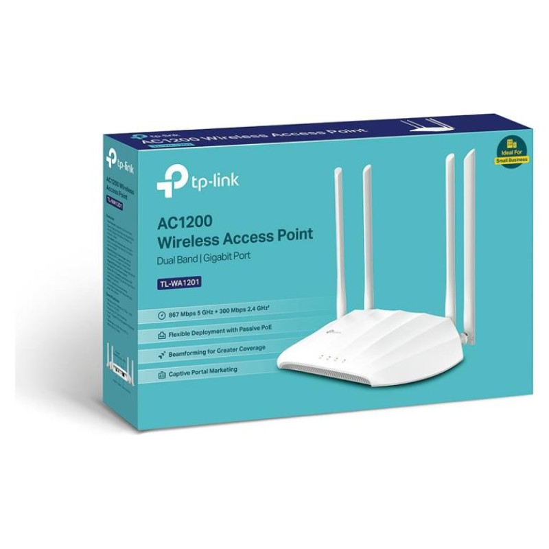 Tp-Link Access Point|TP-LINK|1200 Mbps|IEEE 802.11a|IEEE 802.11b|IEEE 802.11g|IEEE 802.11n|IEEE 802.11ac|1x10/100/1000M|TL-WA1201