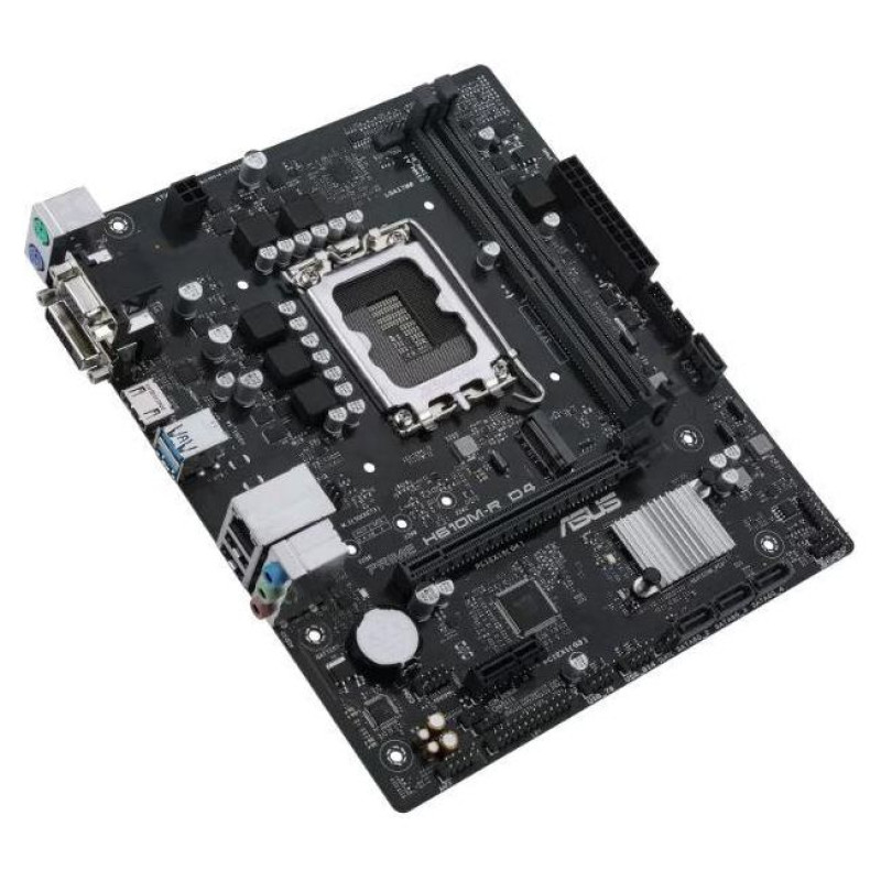 Asus Mainboard|ASUS|Intel H610|LGA1700|Micro-ATX|Memory DDR4|Memory slots 2|1xPCI-Express 1x|1xPCI-Express 16x|1xM.2|1x15pin D-sub|2xDVI-D|1xHDMI|2xUSB 2.0|2xUSB 3.2|2xPS/2|1xRJ45|3xAudio port|PRIMEH610M-RD4-SI