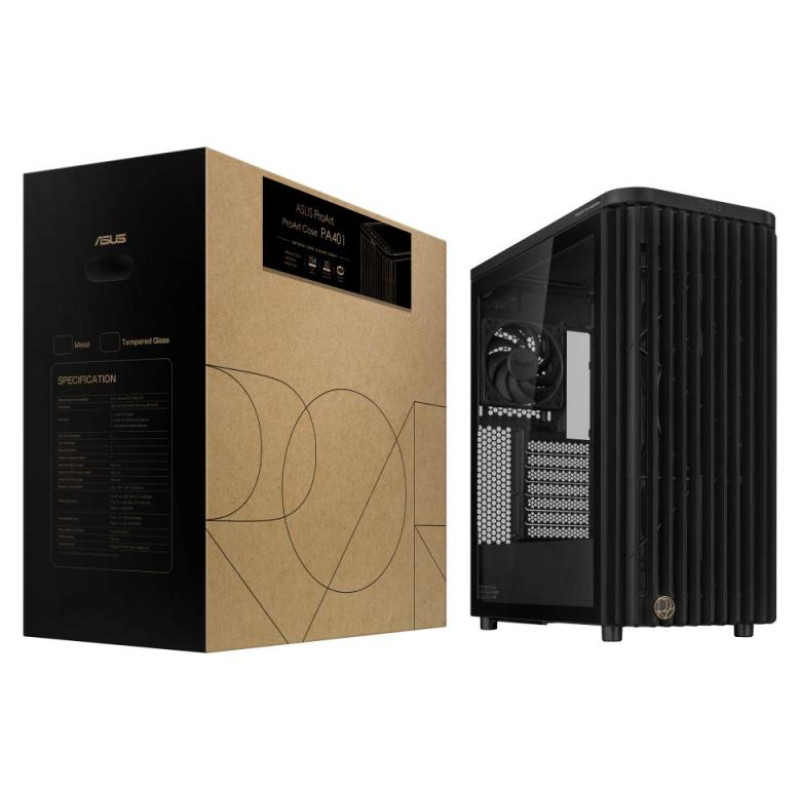 Asus Case|ASUS|ProArt PA401 Wood Edition - Tempered Glass Panel|MidiTower|Case product features Transparent panel|Not included|ATX|Colour Black|PROARTPA401WOODTGPWM
