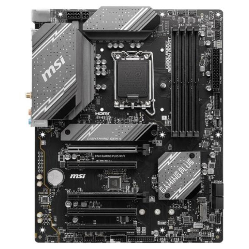 MSI Mainboard|MSI|Intel B760 Express|LGA1700|ATX|Memory DDR5|Memory slots 4|5xPCI-Express 16x|2xM.2|1xHDMI|1xDisplayPort|2xUSB 2.0|2xUSB 3.2|1xUSB-C|1xPS/2|1xOptical S/PDIF|1xRJ45|5xAudio port|B760GAMINGPLUSWIFI