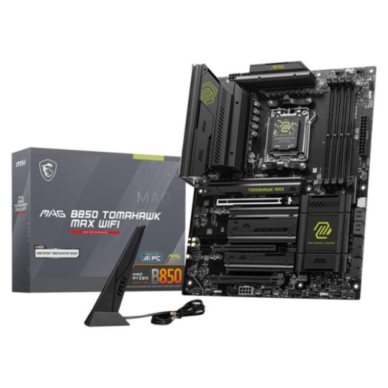 MSI Mainboard|MSI|AMD B850|SAM5|ATX|Memory DDR5|Memory slots 4|3xPCI-Express 16x|4xM.2|1xHDMI|1xAudio-In|1xAudio-Out|4xUSB 2.0|1xUSB 3.0|2xUSB 3.2|3xUSB-C|1xRJ45|B850TOMAHAWKMAXWIFI