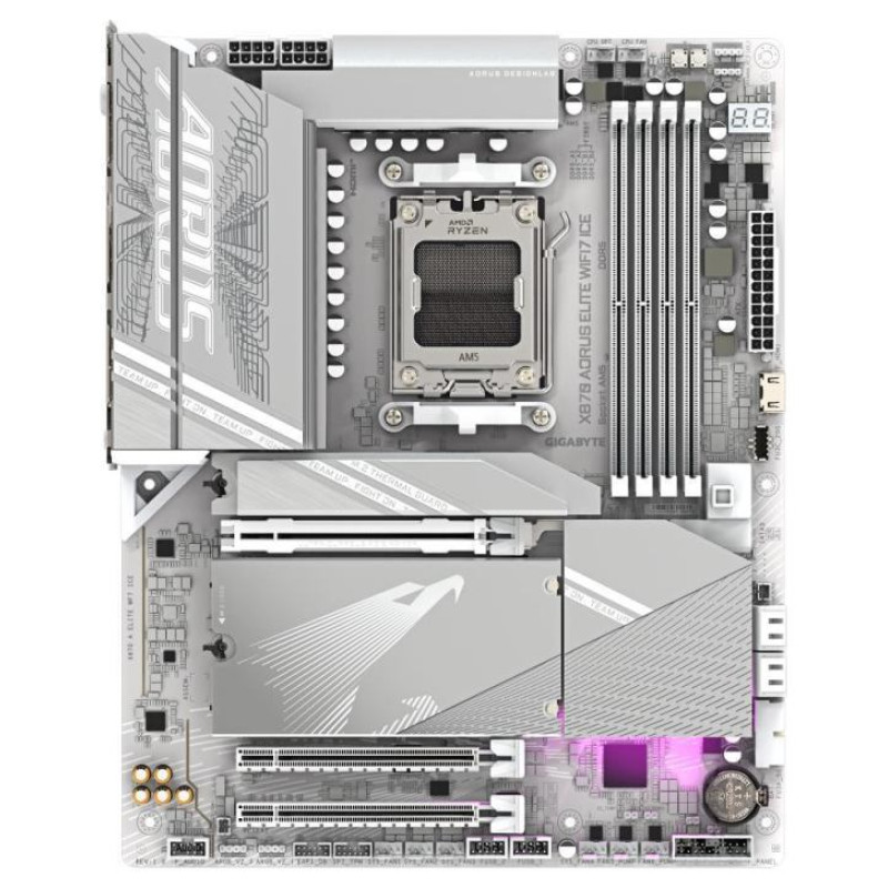 Gigabyte Mainboard|GIGABYTE|AMD X870E|SAM5|ATX|Memory DDR5|Memory slots 4|1xPCI-Express 3.0 2x|1xPCI-Express 4.0 4x	|1xPCI-Express 5.0 16x|4xM.2|1xHDMI|4xUSB 2.0|6xUSB 3.2|2xUSB-C|1xOptical S/PDIF|1xRJ45|2xAudio port|X870AELITEWF7ICE1.1