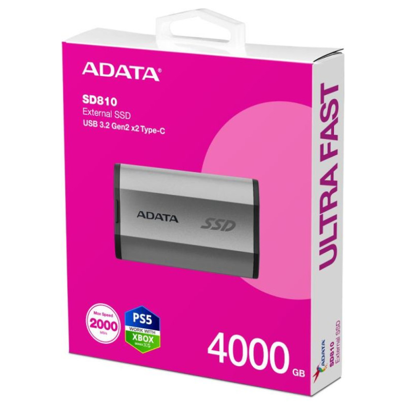 Adata External SSD|ADATA|SD810|4TB|USB-C|Write speed 2000 MBytes/sec|Read speed 2000 MBytes/sec|SD810-4000G-CSG