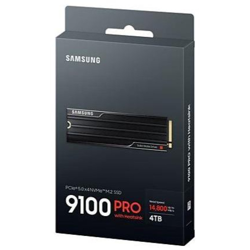 Samsung SSD|SAMSUNG|9100 PRO|4TB|M.2|PCIe Gen5|NVMe|TLC|Write speed 13400 MBytes/sec|Read speed 14800 MBytes/sec|2.38mm|TBW 2400 TB|MZ-VAP4T0CW