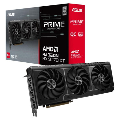 Asus Graphics Card|ASUS|AMD Radeon RX 9070 XT|16 GB|GDDR6|256 bit|PCIE 5.0 16x|Triple slot Fansink|1xHDMI|3xDisplayPort|PRIME-RX9070XT-O16G