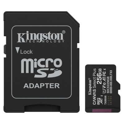 Kingston 256GB microSDXC Canvas Select Plus Gen3 150MB/s A1 Card + Adapter