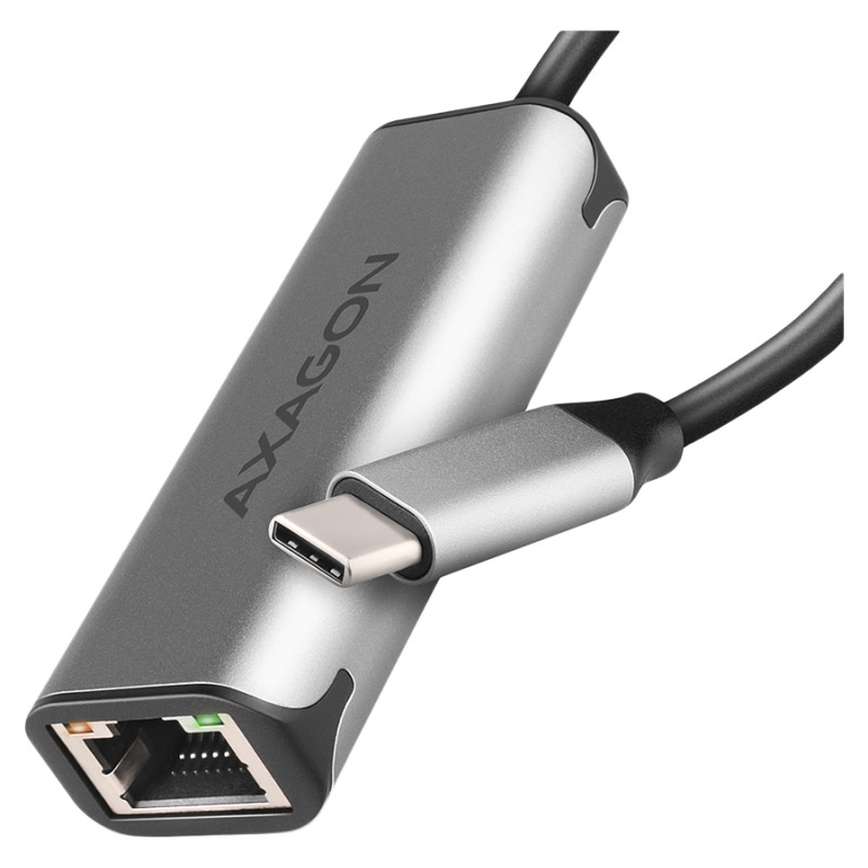 Axagon ADE-25RC SUPERSPEED USB-C 2.5 GIGABIT ETHERNETCompact aluminum USB-C 3.2 Gen 1 2.5 Gigabit Ethernet 10/100/1000/2500 Mbit adapter with automatic installation.