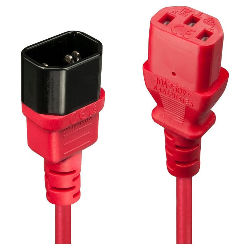 Lindy CABLE POWER IEC EXTENSION 0.5M/RED 30476 LINDY