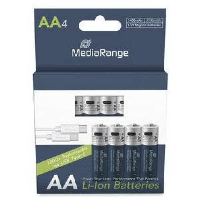 Mediarange BATTERY RECH. LI-ION AA 1.5V/1400MAH 4P MRBAT161 MEDIARANGE
